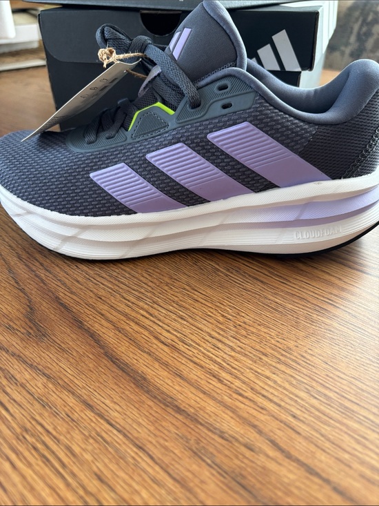 adidas Shoes - adidas Women’s Sneakers in Dark Gray with Lavender Stripes